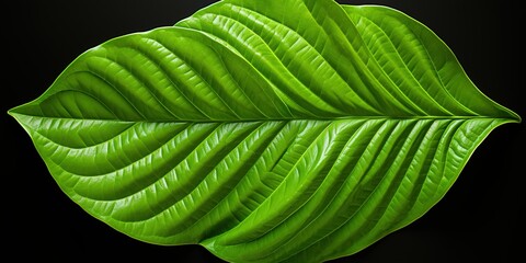 Sticker - green leaf on black background