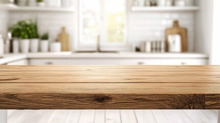 Wall Mural - Wooden Table in Modern Kitchen Environment