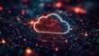 © nikomsolftwaer - Futuristic high-tech background featuring a glowing cloud logo and a complex network of interconnected nodes