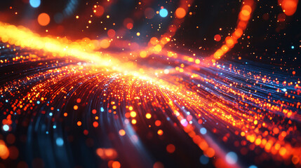 Aufkleber - Vibrant abstract backdrop with flowing wavy lines and glowing particles