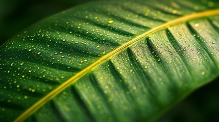 Leinwandbilder - Closeup photograph of the texture of a tropical striped leaf : Generative AI