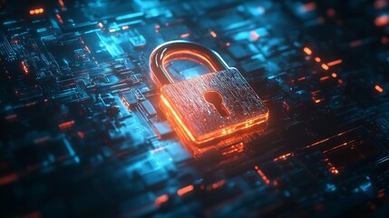 Leinwandbilder - cybersecurity concept user privacy security and encryption secure internet access Future technology and cybernetics screen padlock vertical : Generative AI