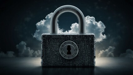 Wall Mural - Cloud security symbolized by a digital padlock.