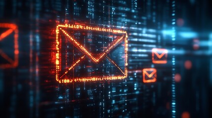 Leinwandbilder - Email security concept Security protection Email from spam virus and phishing Email fraud Scam mail virus alert hacker Check email notification junk and trash mail and compromised info : Generative AI