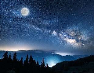 Night sky with moonlight and stars.