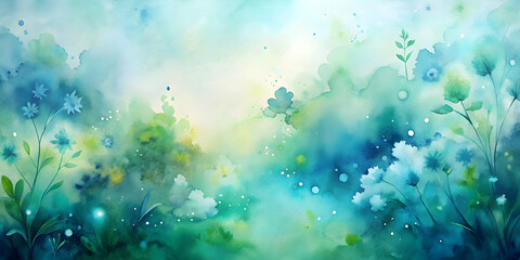 Wall Mural - dreamy watercolor floral: a serene and ethereal watercolor painting featuring delicate white flowers