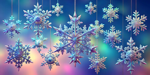 Wall Mural - shimmering snowflakes: a festive winter wonderland