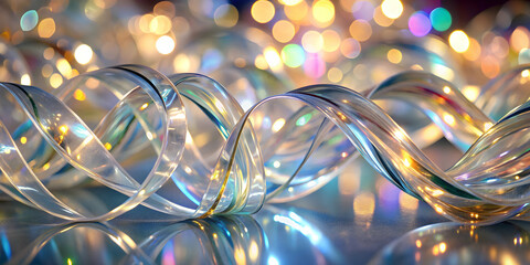 Canvas Print - shimmering lights: a mesmerizing close-up of iridescent, glowing lights, creating a dreamy, festive 