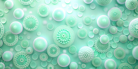 Wall Mural - abstract mint green 3d shapes: a mesmerizing abstract pattern of mint green 3d shapes, including sph