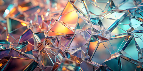 Wall Mural - shattered prism: iridescent shards of glass create an abstract explosion of color and light, a mesme