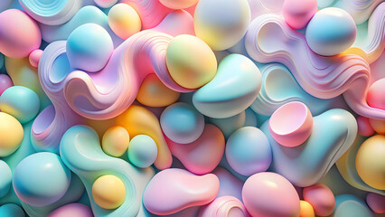 Wall Mural - pastel dream: abstract 3d render of colorful, swirling shapes