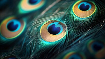 Wall Mural - closeup peacock feathers : generative ai