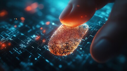 Leinwandbilder - Fingerprint cyber security and Personal Data Protection Act or PDPA with people background Technology information and privacy policy concept : Generative AI