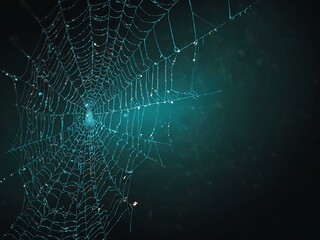 Cyan spider web illustration