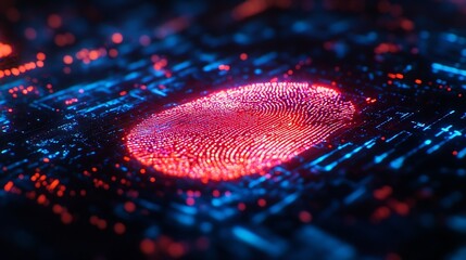Leinwandbilder - fingerprint identification for digital cyber security biometrics security : Generative AI