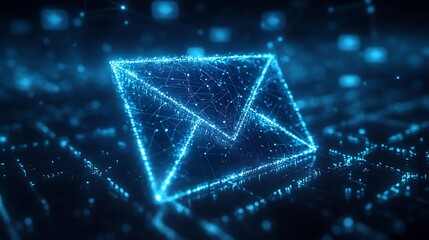 Aufkleber - Envelope and email symbol on a blue background Concept email address Internet technologies and contacts for communication Communication over the network business and correspondence : Generative AI