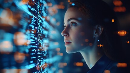 Wall Mural - image of data processing over diverse business people using laptop global business and digital inter