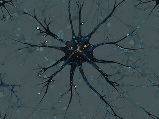 Wall Mural - Digital neuron illustration in a different style.