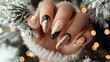 © Taisiia - Festive New Year's manicure with beautiful nail polish