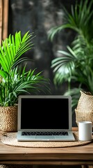 Wall Mural - laptop and coffee