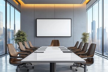 Canvas Print - Modern boardroom with blank TV screens