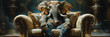 © Vertigo Images - Elephant sitting on a throne, looking regal.