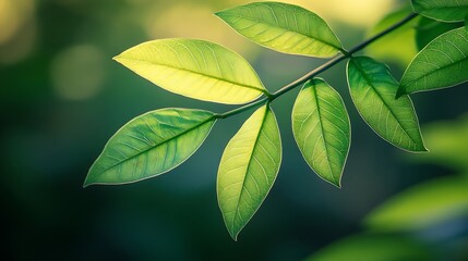 Poster - tropical leaves abstract green leaves texture nature background Closeup tree leaf background Natural background Macro leaf soft focus : Generative AI