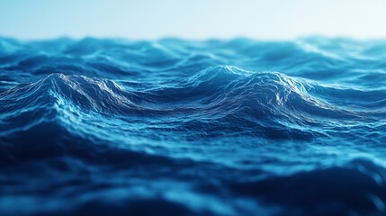 Aufkleber - Blue textured background of waves with ripples on the water Closeup selective focus defocus : Generative AI