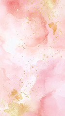 Poster - Elegant and festive atmosphere created by golden glitter splashing on a pink watercolor background