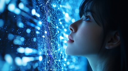 Leinwandbilder - Big data analytics with AI technology Data analyst analyzing and visualizing complex information network with artificial intelligence Machine learning algorithm for business analytics  : Generative AI