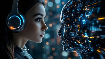 Leinwandbilder - Business Communication with AI Chat Bots Customer Service and Marketing Automation Revolution in Digital Messaging Artificial Intelligence Chat Bots for Smarter Phone and Email Marketi : Generative AI