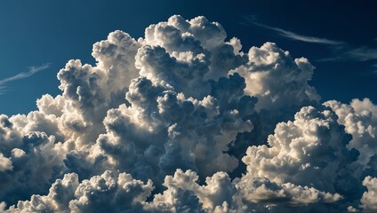 Fluffy white clouds against a blue summer sky.