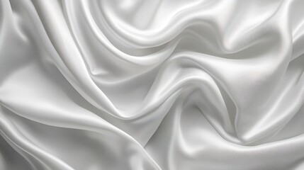 Leinwandbilder - Abstract White Satin Silky Cloth for background Fabric Textile Drape with Crease Wavy Foldswith soft waveswaving in the wind : Generative AI
