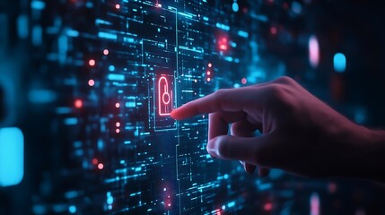 Fototapete - Cyber security and data protection Businessman using  digital device protecting business data on network connection Security encryption of padlock and cybernetics Smart solution from c : Generative AI