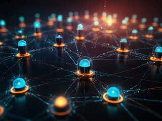 Futuristic technology concept with glowing network connections.