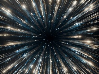 Glittering lights in silver, blue, and white with a bright burst of light.