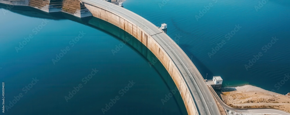 Towering dam holding back a massive reservoir, a symbol of human ...