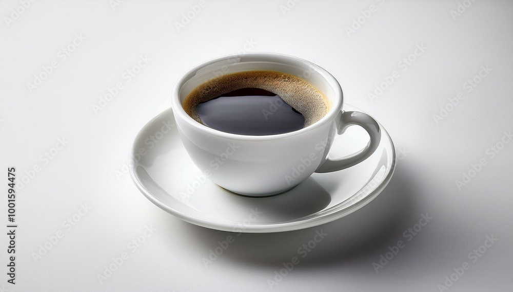 white cup of coffee on white background for logo mockup or branding, coffee cup mockup