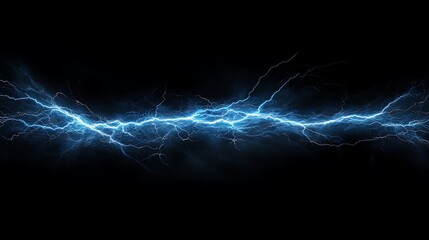 Canvas Print - Abstract blue lightning bolt on black background