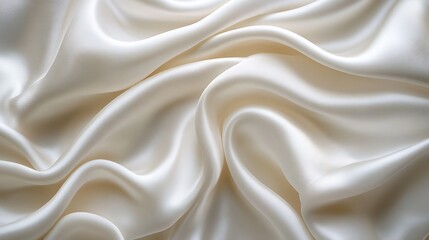Leinwandbilder - Abstract White Satin Silky Cloth for background Fabric Textile Drape with Crease Wavy Foldswith soft waveswaving in the wind : Generative AI