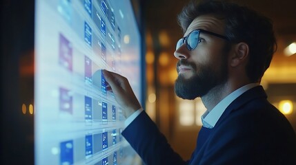 Leinwandbilder - Interactive KYC compliance interface with the user Business professional interacting with a Know Your Customer KYC compliance and security interface on digital screen Identity verifica : Generative AI