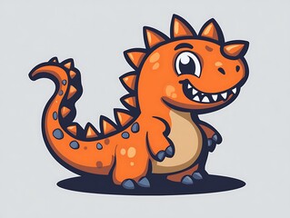 Poster - Cute Orange Dinosaur Cartoon Character Illustration