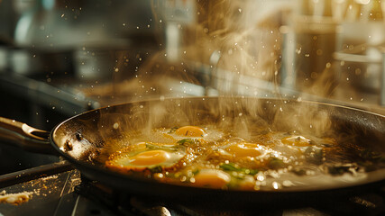 Wall Mural - cooking in the kitchen, close up of a making delicious foods in the kitchen, food on the table