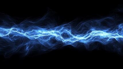 Canvas Print - Abstract Blue Energy Flow on Black Background