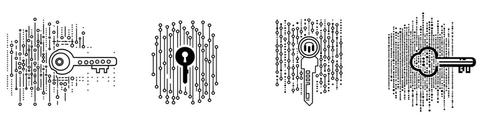 Authentication and data encryption are enabled by digital keys with binary code.