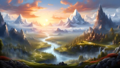 Wall Mural - Enigmatic Realms of Game Art: Exploring Mysterious Locations and Fantastical Landscapes