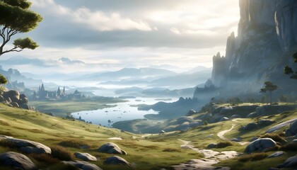 Wall Mural - Stunning Game Art Featuring Expansive Open World Landscapes