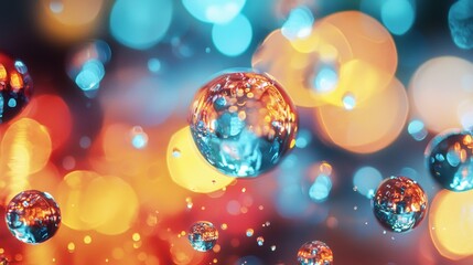 Abstract colorful bubbles with vibrant light reflections