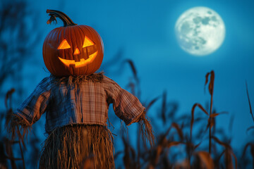 halloween pumpkin on the grass