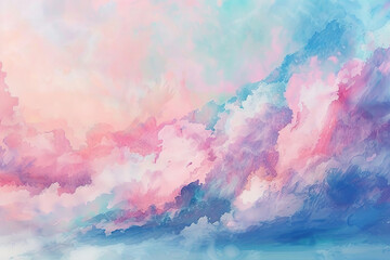 Wall Mural - a beautiful pink and blue sky with fluffy clouds.,